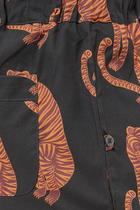 Sansindo Tiger Print Black/Orange Pyjama Shorts